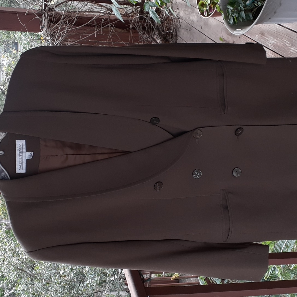 Valerie Stevens double breasted jacket 100%Wool beautiful taupe color size 12